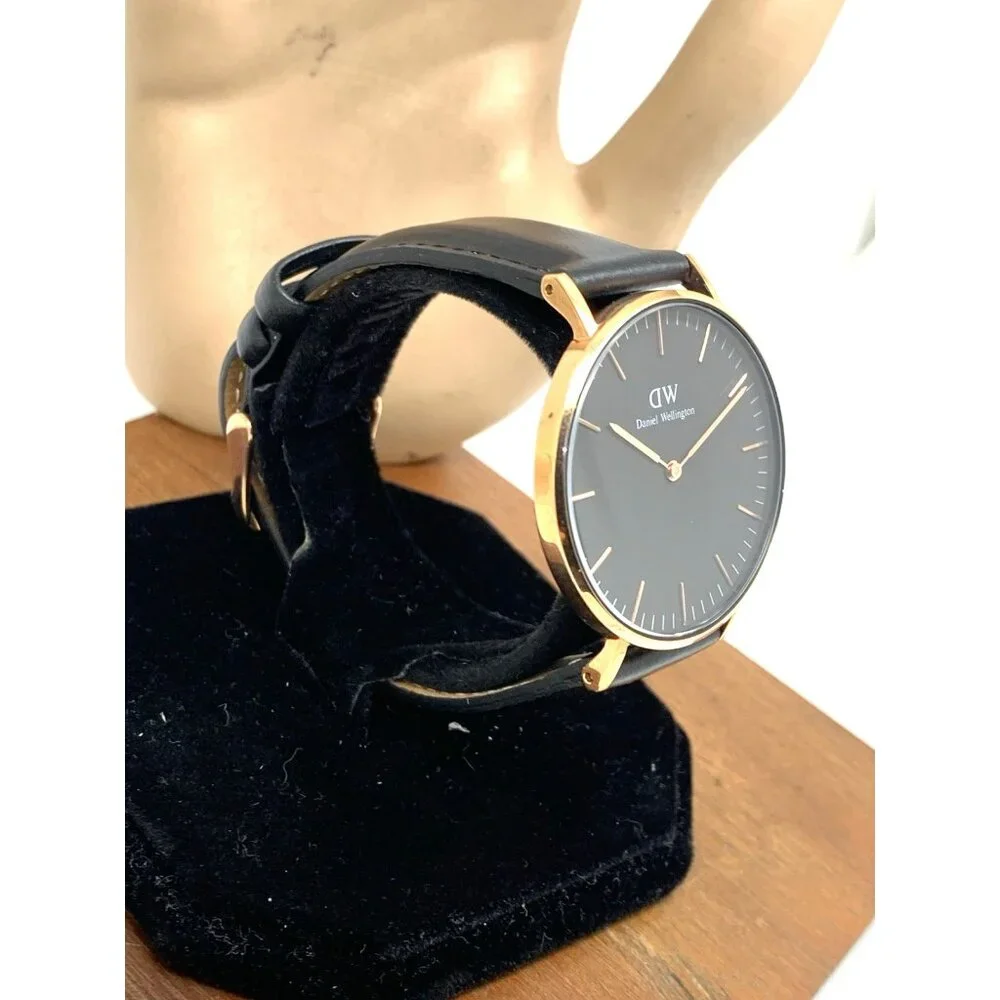 Daniel Wellington Women's Watch DW00100139 Rose Gold Black Leather Strap 36mm